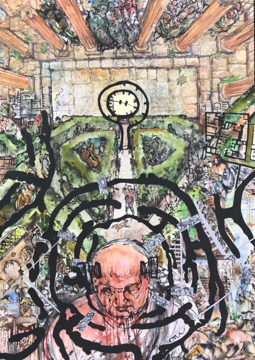 Painting titled "Archaeology of cons…" by Peter Otlan, Original Artwork, Watercolor