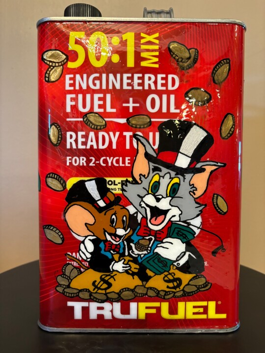 Painting titled "Tom and Jerry Metal…" by Genedieve, Original Artwork, Acrylic