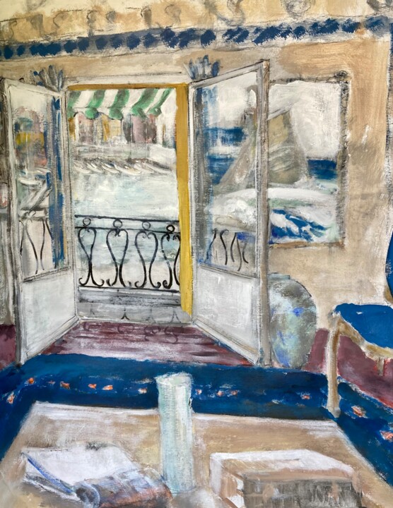 Table basse et balcon Port de Nice Painting, 31.5x23.6 in