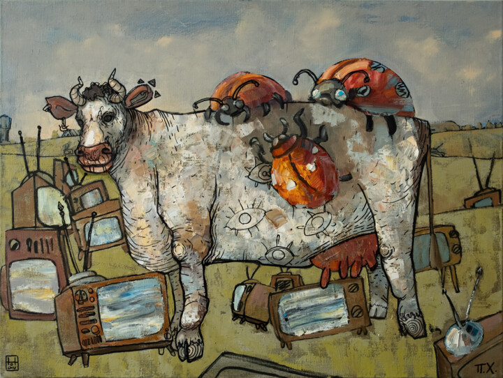 Terrible cow 绘画, 27.6x39.4 in