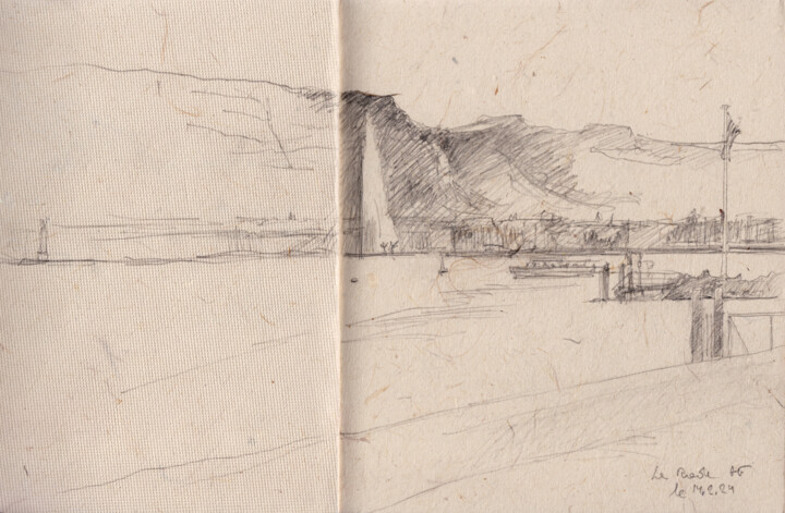 Le Salève et le jet d'eau de Genève, depuis la Perle du Lac 图画, 7.5x11 in