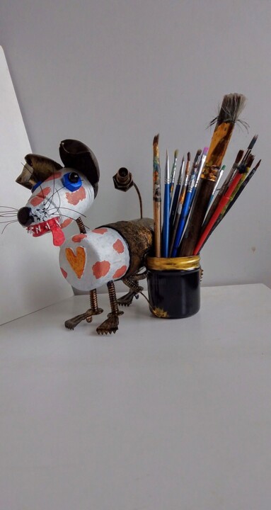 Dog steampunk 雕塑, 5.9x7.9 in