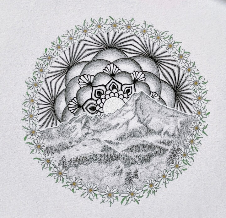 Watzmann Doodle 绘画, 7.5x7.5 in