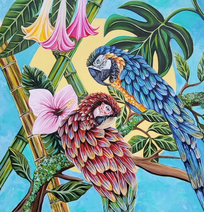 Les perroquets 绘画, 31.5x31.5 in