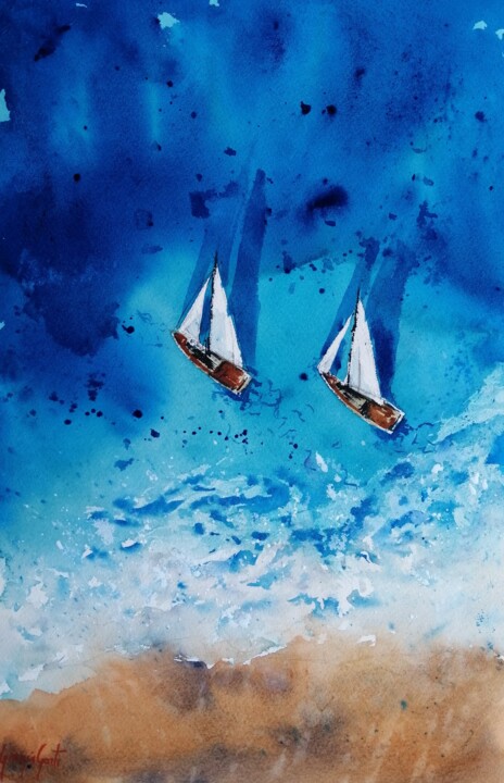 boats 82 绘画, 20.9x13.8 in