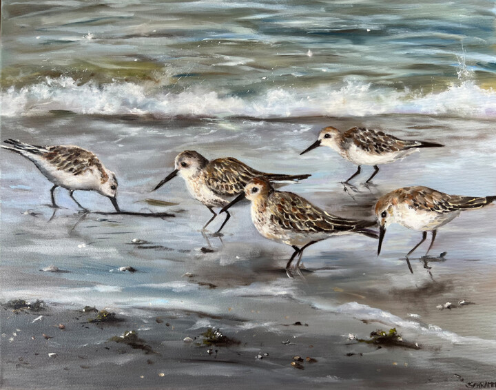 Strandläufer (#220901) 绘画, 15.8x19.7 in