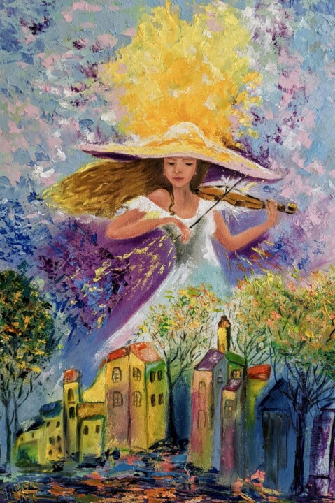 Musik in der Stadt 绘画, 27.6x19.7 in
