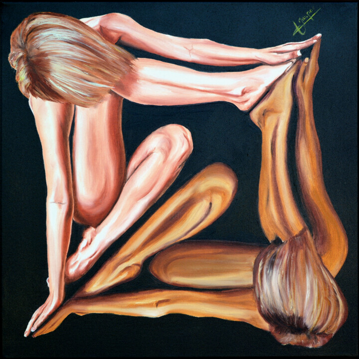 Painting titled "Reflet" by Jacques Maupas, Original Artwork, Oil Mounted on Wood Stretcher frame