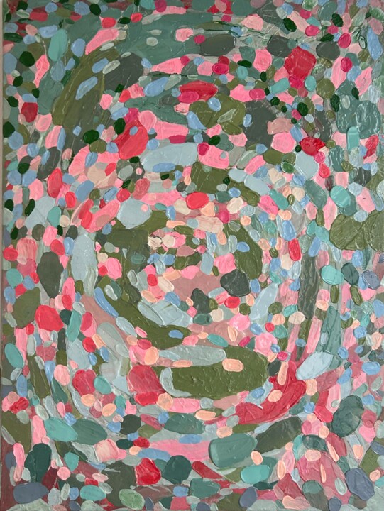 Large bright colorful abstract painting 绘画, 31.5x23.6 in