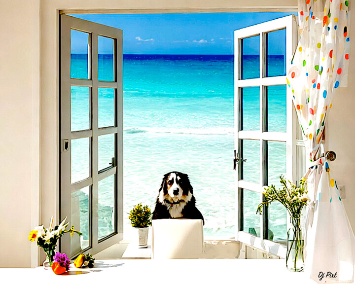 Digital Arts titled "Un chien a travers…" by Dj Pixl, Original Artwork, AI generated image