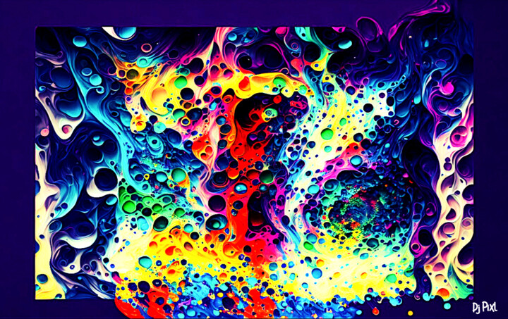 Digital Arts titled "Implosion de couleu…" by Dj Pixl, Original Artwork, Digital Painting
