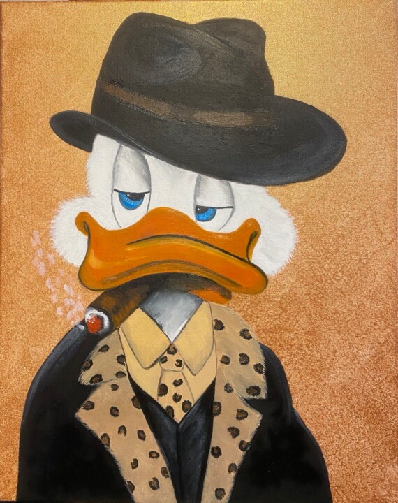 Donald Duck with a cigar Pittura, 19,7x15,8 in