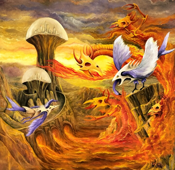Gregory Pyra Piro peinture 605150, Dream Surrealism Fantasy 绘画, 25.6x25.6 in