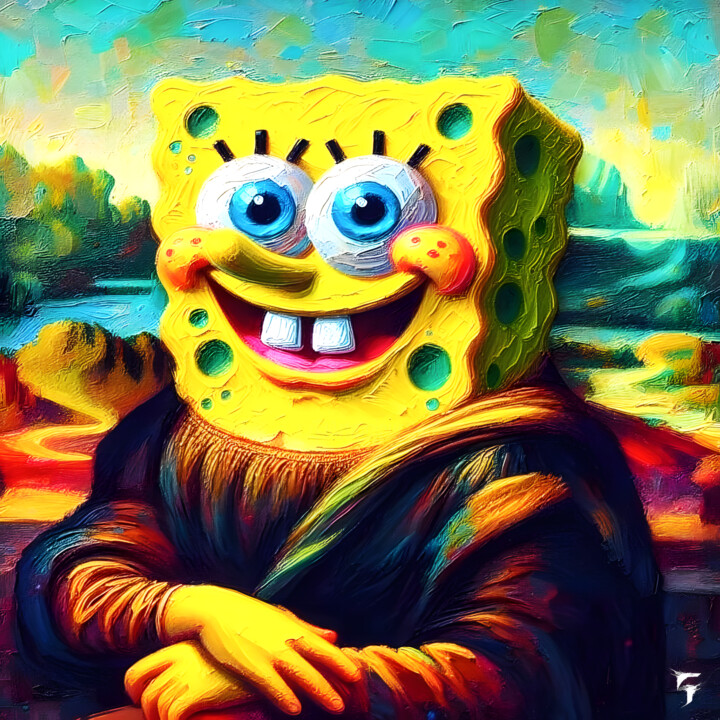 SpongeLisa : L'Éponge Qui Sourit 数字艺术, 31.5x31.5 in