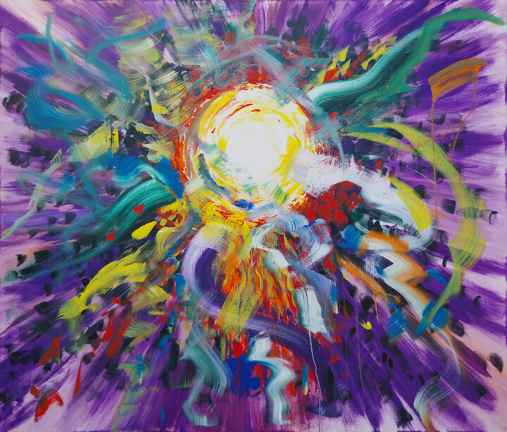 Peinture intitulée "Soleil" par Luc Andrieux, Œuvre d'art originale, Acrylique Monté sur Châssis en bois