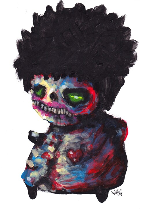 Mr. Zombie Voodoo 绘画, 8.2x5.9 in