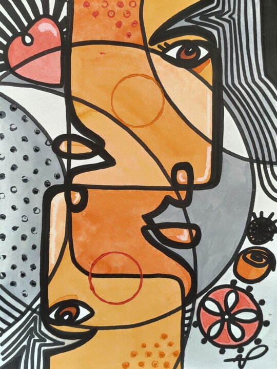 Painting titled "I'M HERE" by Ulisses Pereira, Original Artwork, Watercolor