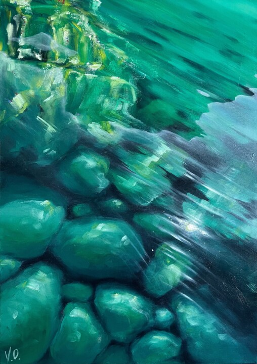 Underwater rocks 绘画, 19.7x13.8 in
