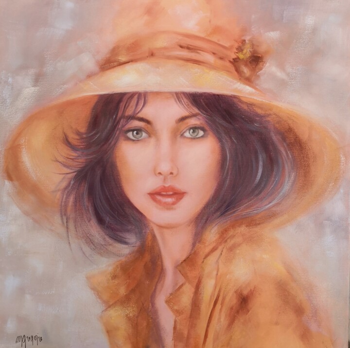 Élégante au chapeau orange