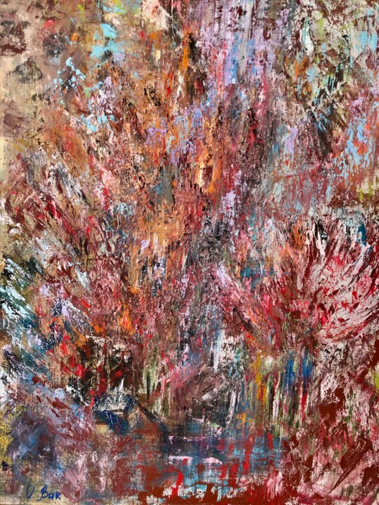 Painting titled "Crystal" by O. Bar, Original Artwork, Oil Mounted on Wood Stretcher frame