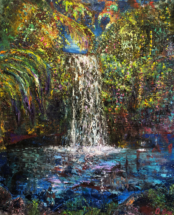 Painting titled "Energy flow" by O. Bar, Original Artwork, Oil Mounted on Wood Stretcher frame