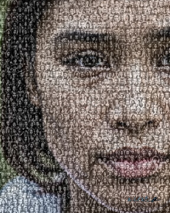 Digitale Kunst mit dem Titel "LOUISE, sceptic abo…" von Reinhard Windoffer, Original-Kunstwerk, KI-generiertes Bild Auf Alum…