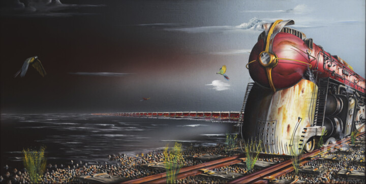 Le grand sommeil (Sous baguettes) 绘画, 19.7x39.4 in