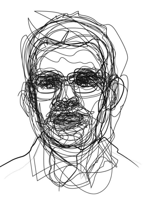 Gravures & estampes intitulée "autoportrait #7" par Quibe, Œuvre d'art originale, Pigments