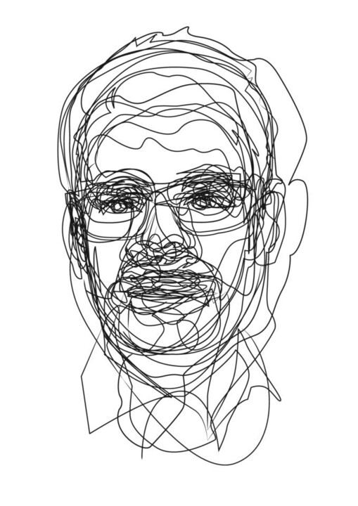Gravures & estampes intitulée "autoportrait #6" par Quibe, Œuvre d'art originale, Pigments