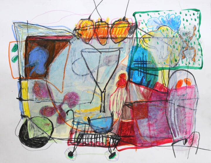 "le caddy de Nino" 绘画, 19.7x25.6 in