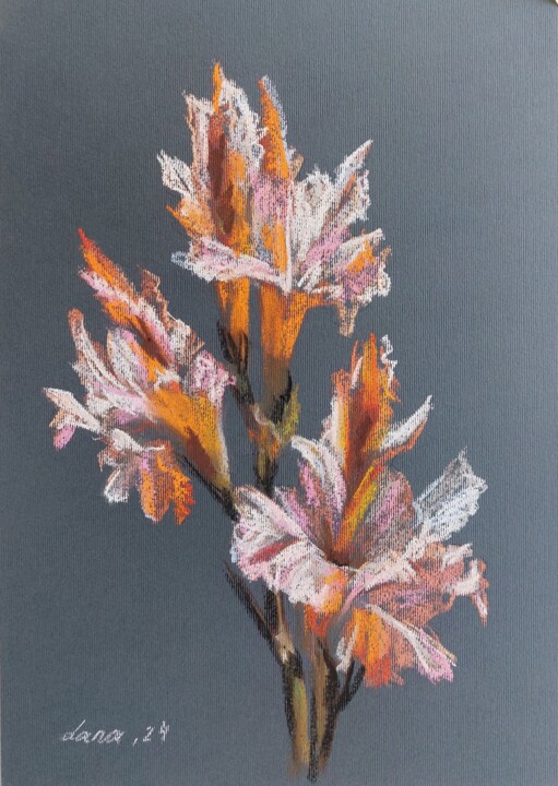 Gladiolus soft pastel art 图画, 11.7x8.3 in