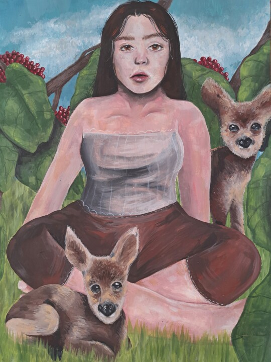Hommage an Frida: Harmonie des Seins 绘画, 23.2x16.5 in