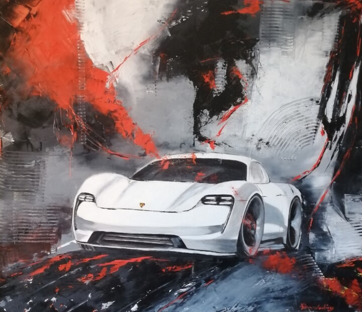 PORCHE 257 绘画, 31.5x35.4 in