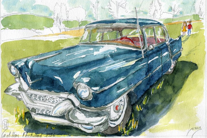 Cadillac Fleetwood 1956 b 绘画, 8.3x11.7 in
