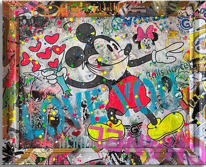 Mickey Love you more – Original Painting on canvas 绘画, 19x25 in