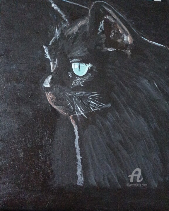 Le chat noir 绘画, 18.1x15 in