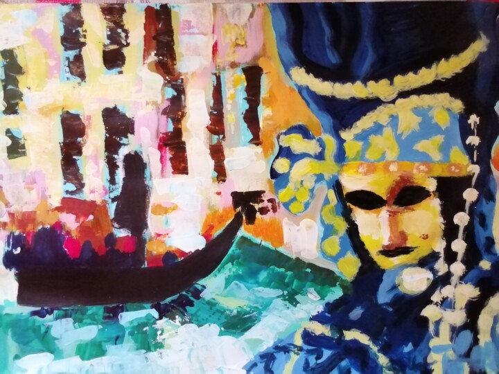 Carnival of Venice 绘画, 7.9x11.8 in