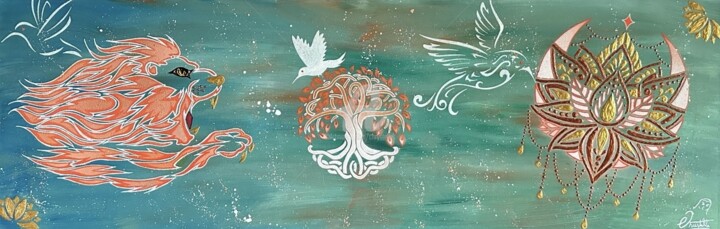 Force et renaissance de l’ Âme 绘画, 11.8x35.4 in