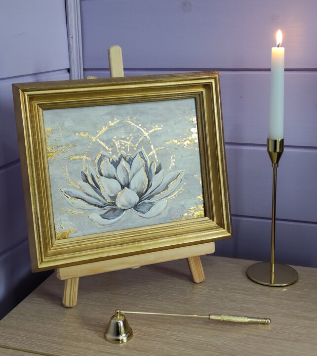 The white lotus. Original art with frame 绘画, 7.9x9.8 in
