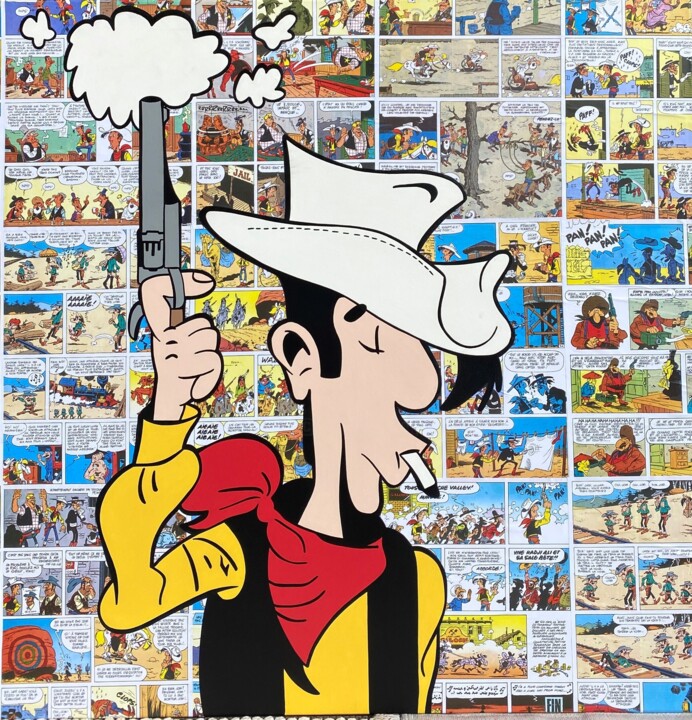 Lucky Luke Pop 绘画, 39.4x39.4 in
