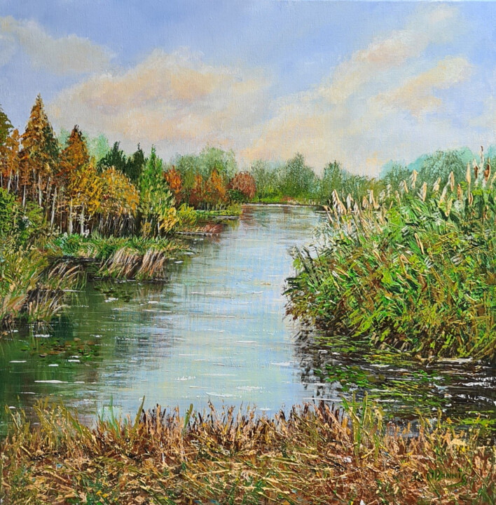 绘画 标题为“Zuidpolder” 由Joke Bennis, 原创艺术品, 丙烯 安装在木质担架架上