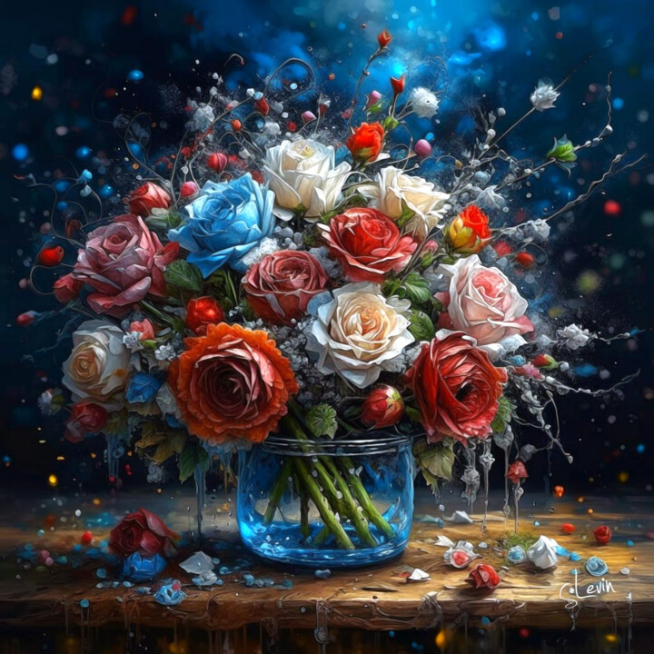 baby's breath with roses #17120815 SOLD 数字艺术