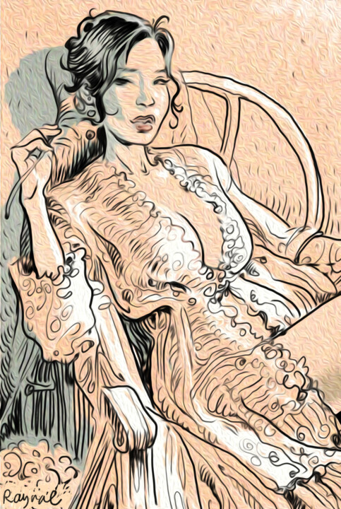 Dame Plume 数字艺术, 14.6x9.8 in