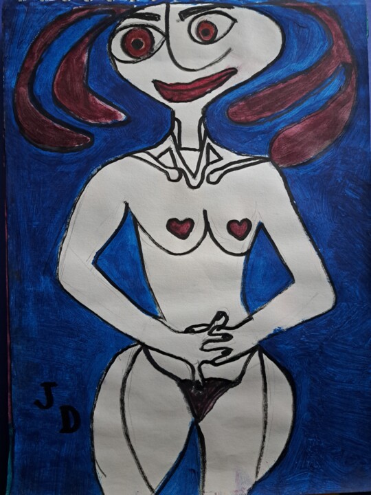 La Dame de Coeur 绘画, 11.4x8.3 in