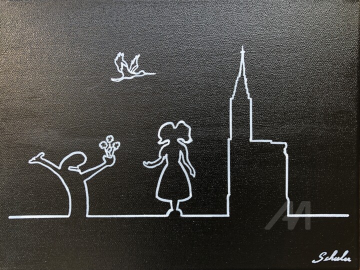 La Linéa à Strasbourg Alsace 绘画, 11.8x15.8 in