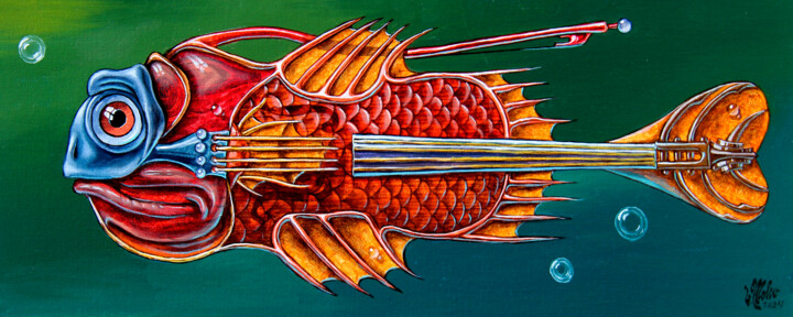 Fisholin 绘画, 7.9x20.1 in
