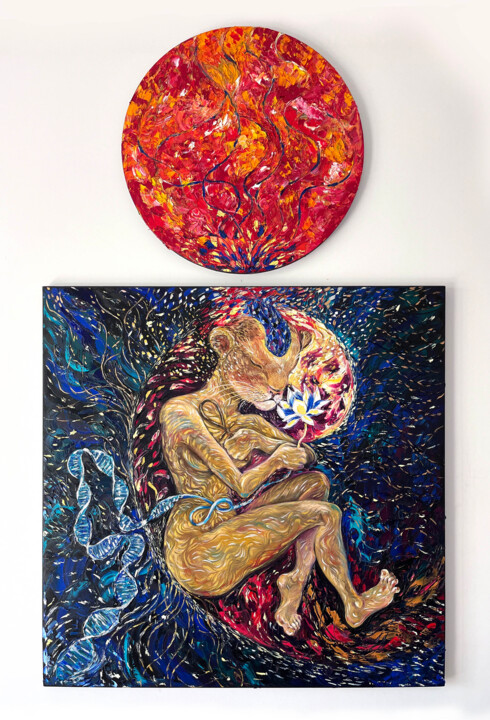 Sekhmet in the Womb of the Universe Pittura, 39,4x39,4 in