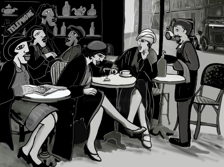 Femmes en terrasse 绘画, 35.4x47.2 in