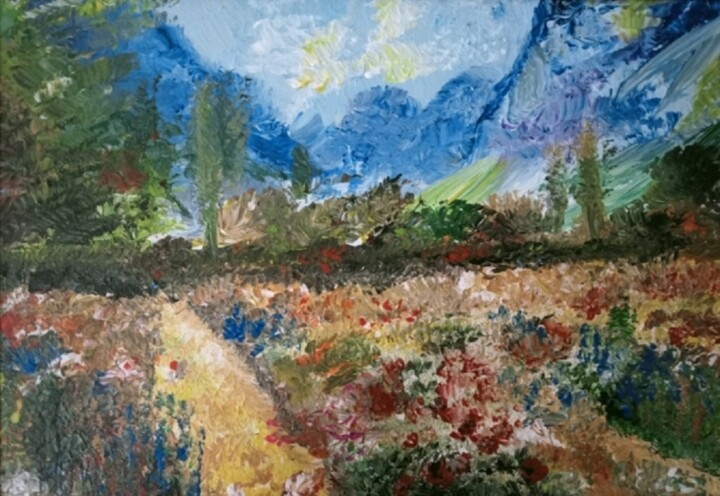 Peinture intitulée "l'éveil de la nature" par Audran, Œuvre d'art originale, Acrylique