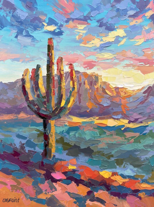 "Saguaro" 绘画, 15.8x11.8 in